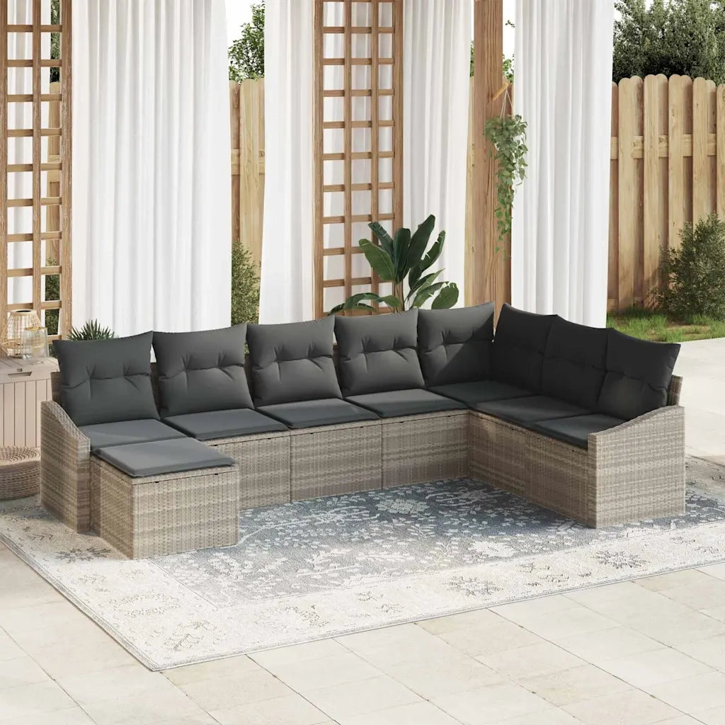 Set Divano da Giardino 8 pcs Grigio chiaro polyrattan 3355511