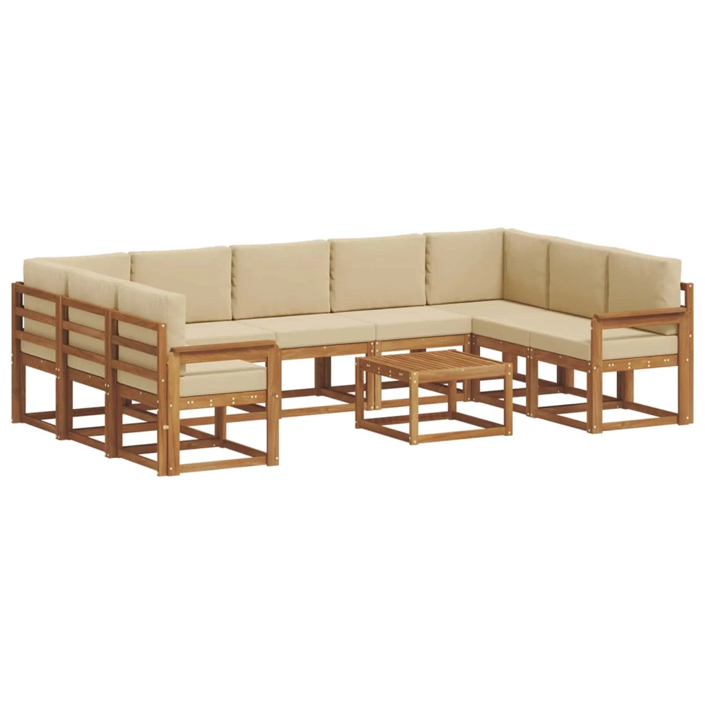 Set di divani da esterno con cuscino 10 pcs Naturale e Beige 3367011