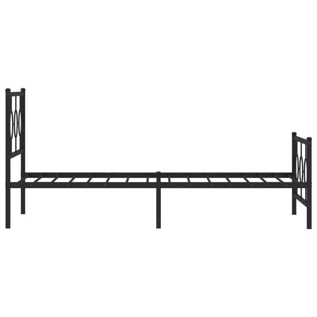 Giroletto con Testiera e Pediera Metallo Nero 100x190 cm 376238