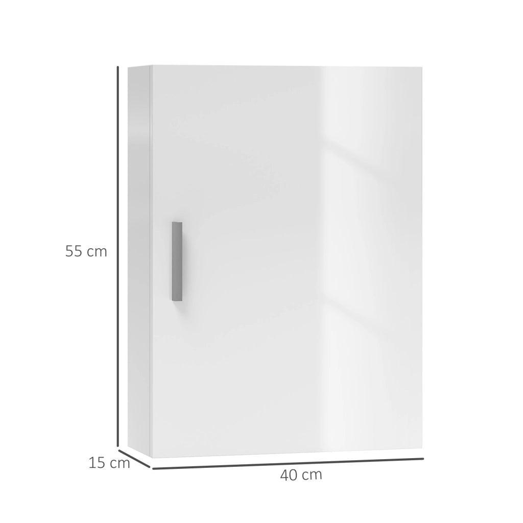 Pensile Bagno a Parete ¨C Xylo ¨C Legno Bianco con 3 Ripiani Regolabili in Vetro, 40x15x55 cm
