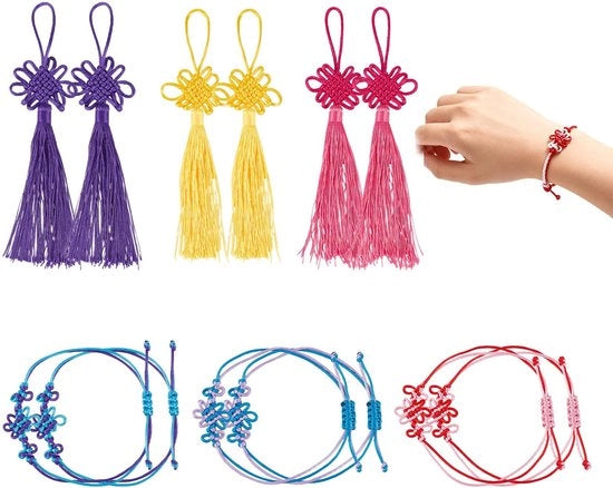 12 Stuks Knoop Sleutelhangers in Design Multicolore