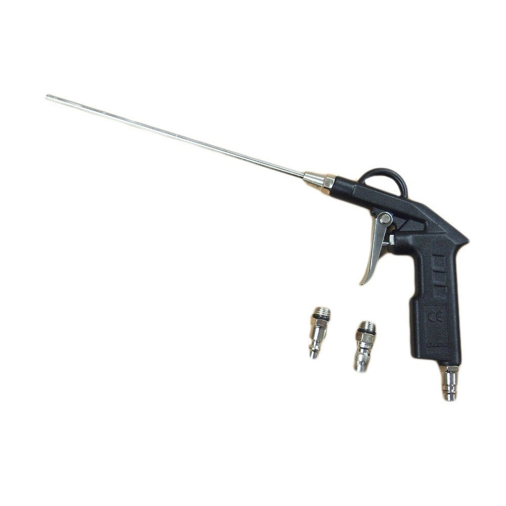 Trade Shop - Pistola Per Compressore Soffiaggio Aria Con Accessori Beccuccio Lungo 200mm -