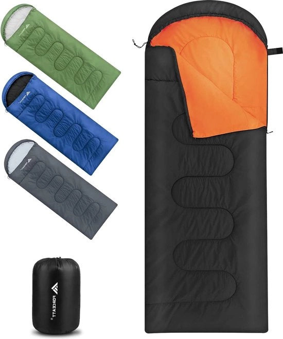 Sacco da Campeggio per Adulti 3 Stagioni Trasportabile Leggero per Escursioni e Viaggi Indoor Outdoor Raccomandato 5℃-15℃ 80x190cm Passa a un Pagliericcio o un Piumone - Sacco da Campeggio Comodo e Pratico