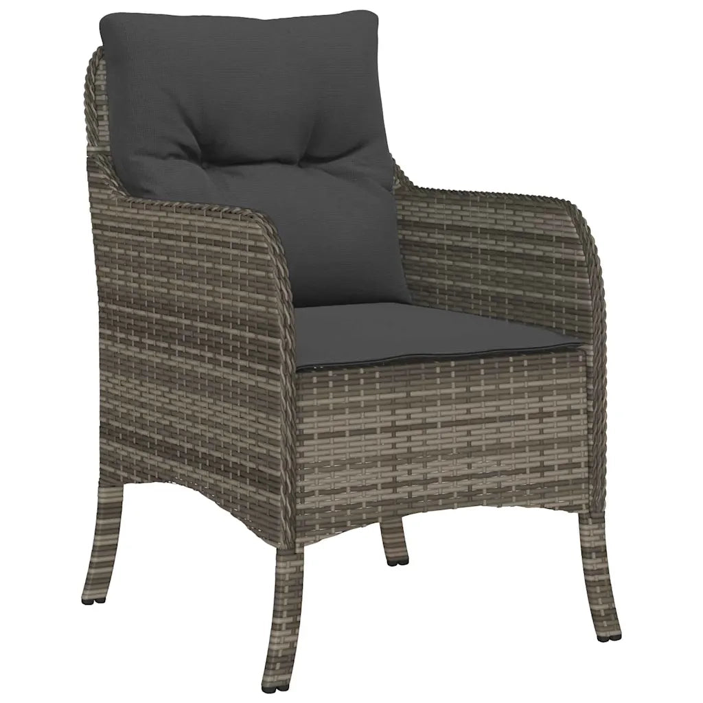 Set da Pranzo per Giardino con cuscino 3 pcs Grigio polyrattan