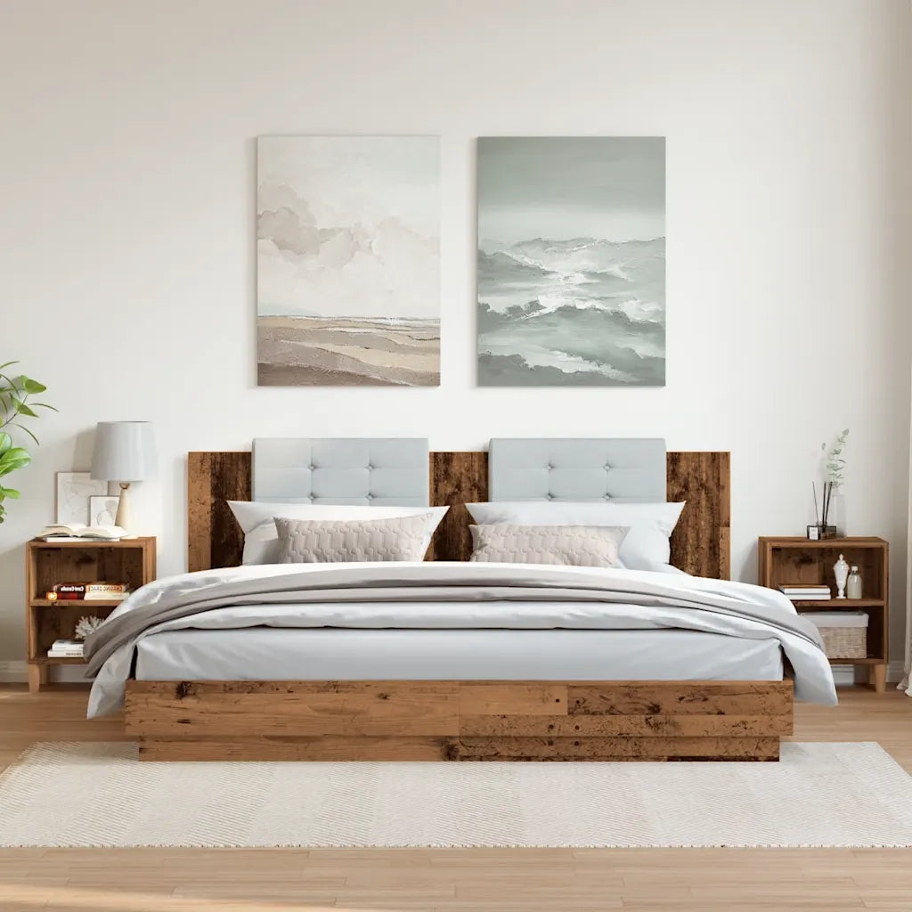 Set di 2 Comodini | Armadio da Notte | Mobiletto da notte Legno Vecchio 40x30x50 cm in Legno Multistrato