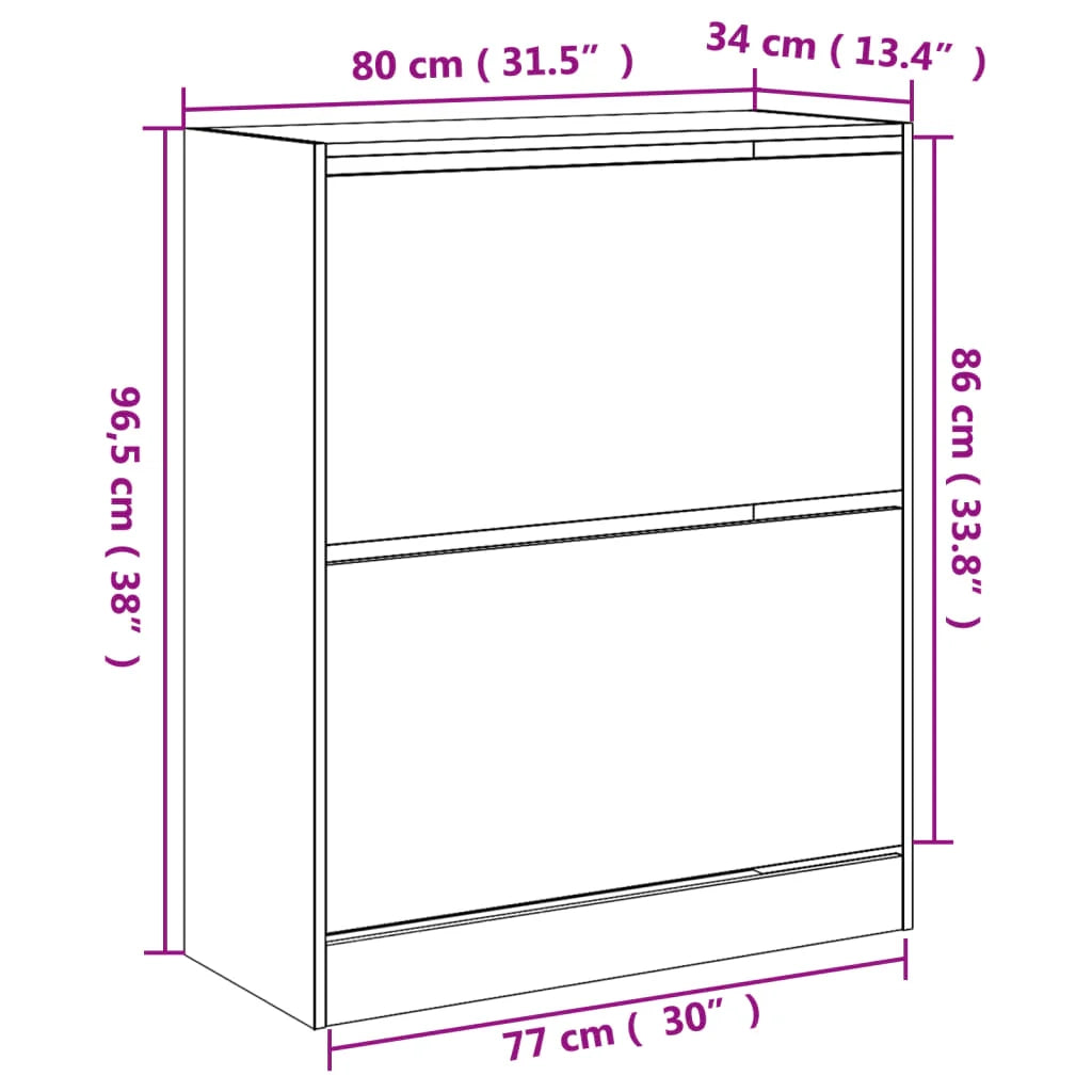 Scarpiera mobiletto portascarpe mobile per ingresso/corridoio/soggiorno 80 x 34 x 96,5 cm legno ingegnerizzato bianco 02_0021507