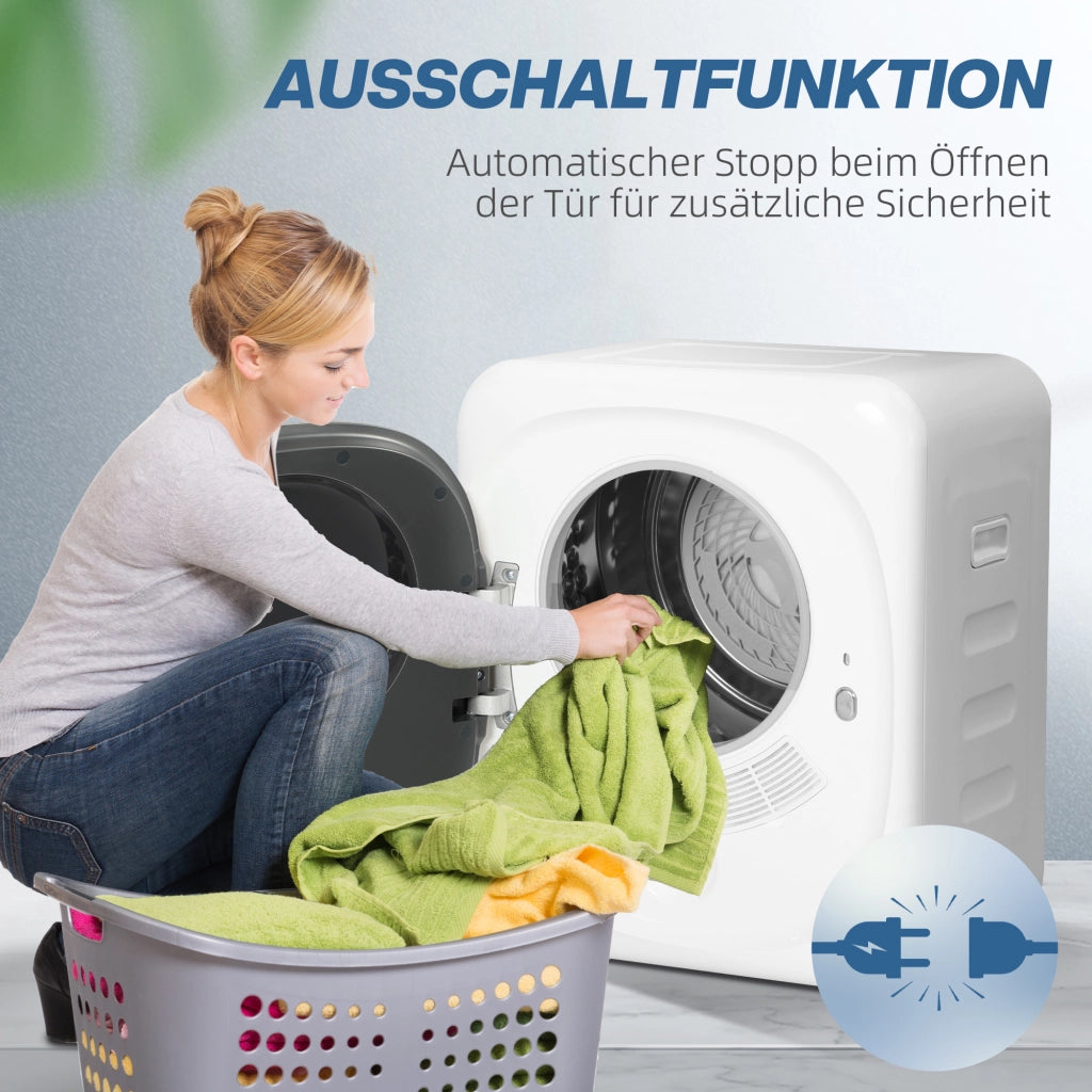 Asciugabiancheria 4 kg compatto ¨C zephmum ¨C 5 programmi timer bianco e nero