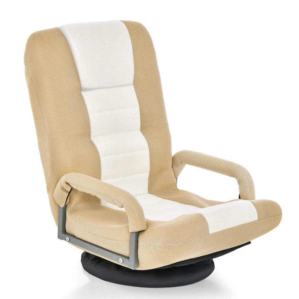 Sedia da pavimento pieghevole con schienale regolabile 61 x 55 x 87 cm comfort ergonomico girevole a 360° design da bar 20_0012104