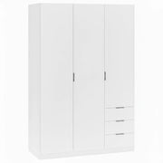 Armadio Guardaroba Con 3 Ante Battenti 4 Ripiani E 3 Cassetti Barra Appendiabiti Salvaspazio Per Stanza Matrimoniale Design Moderno 200 x 52 x 135 Cm Colore Bianco