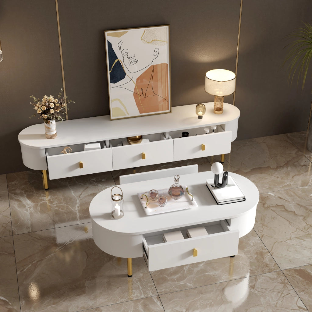 Lowboard bianco in MDF lunghezza 174 cm