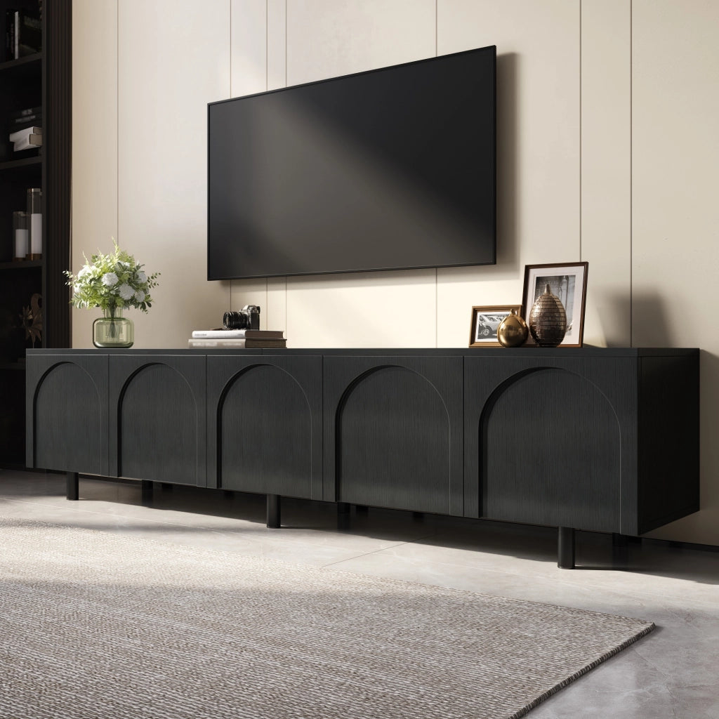 Lowboard per TV nero in MDF lunghezza 180 cm