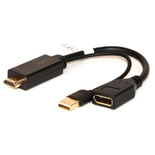 Adattatore link hdmi to displayport 1.2, m/f, con connettore usb 4k per pc/notebook, nero, lkadat202