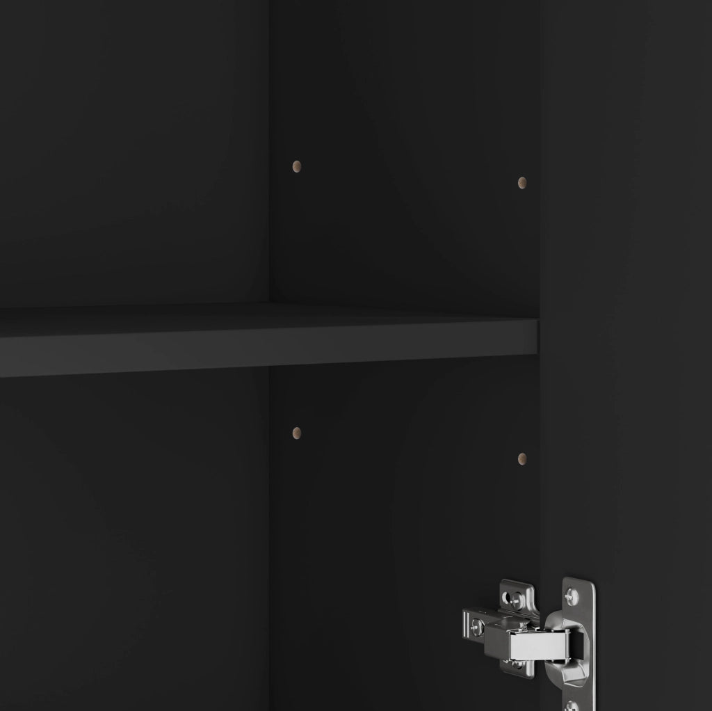 Mobile bagno 38x26x172.5 cm con cassetti e ripiani regolabili in MDF nero