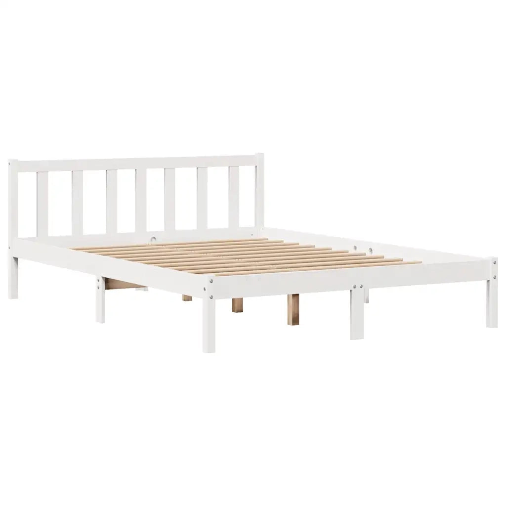 Letto senza Materasso-Struttura Letto Bianco 140x190 cm Legno Massello di Pino 129695