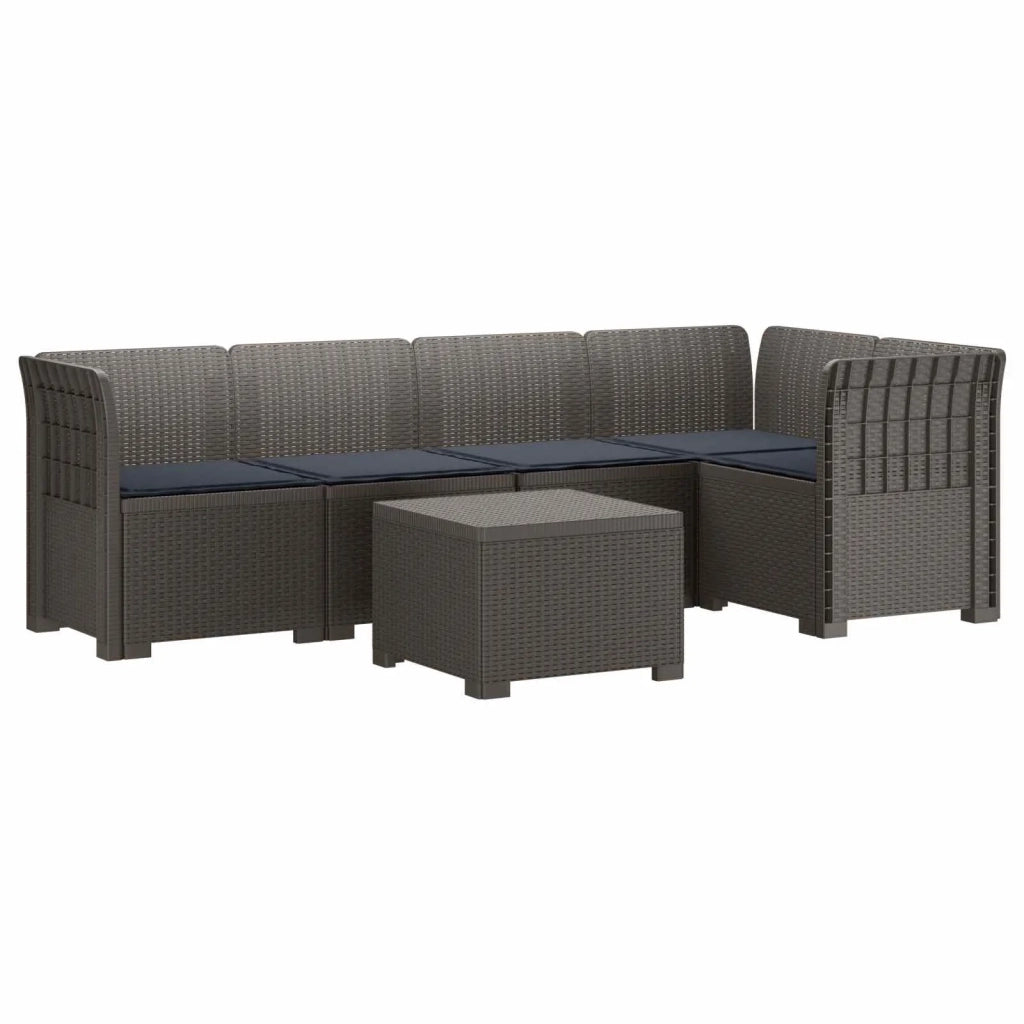 Divano da Giardino 5 Posti con Cuscini Stile Rattan PP 3444085