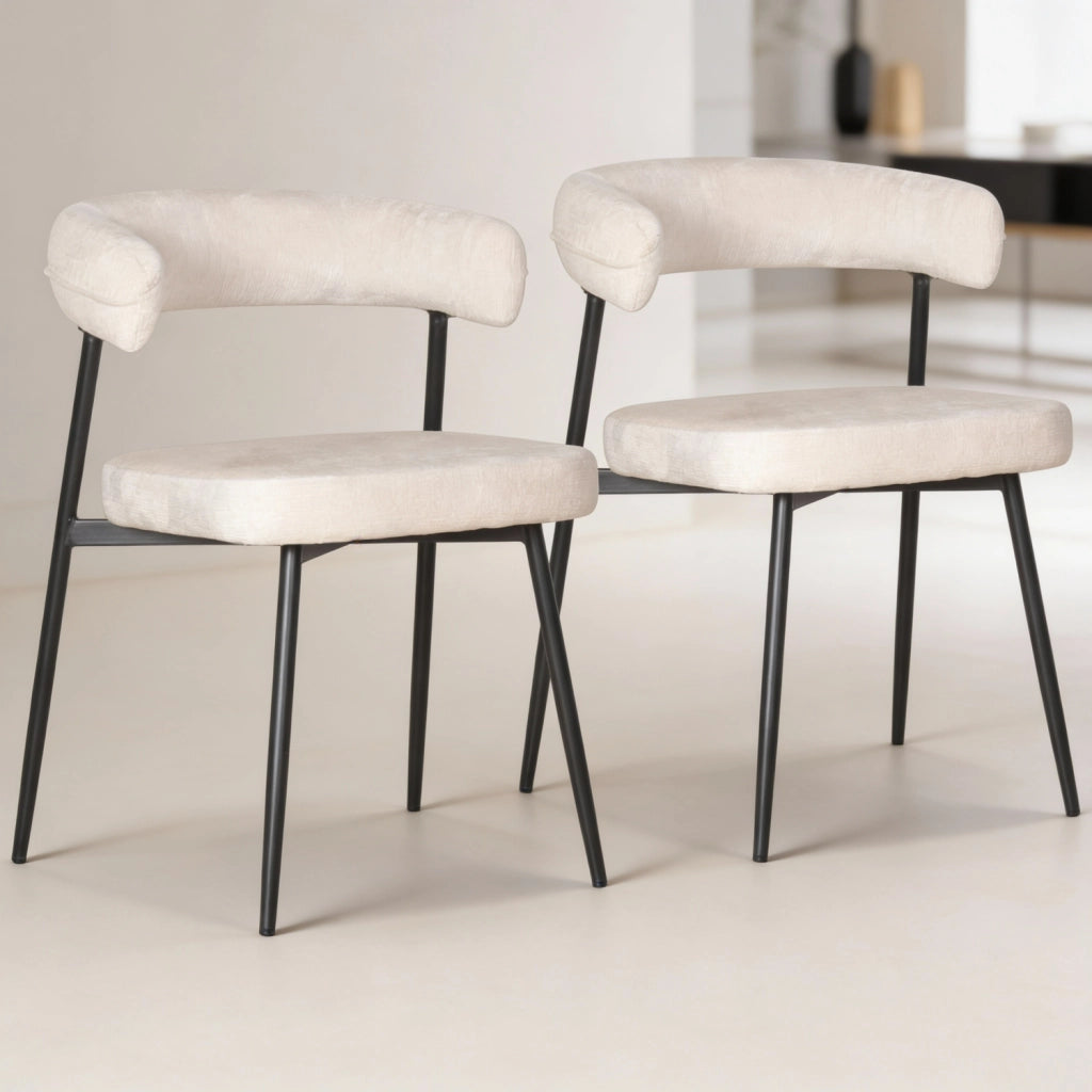 Set di 2 sedie in tessuto beige THEA
