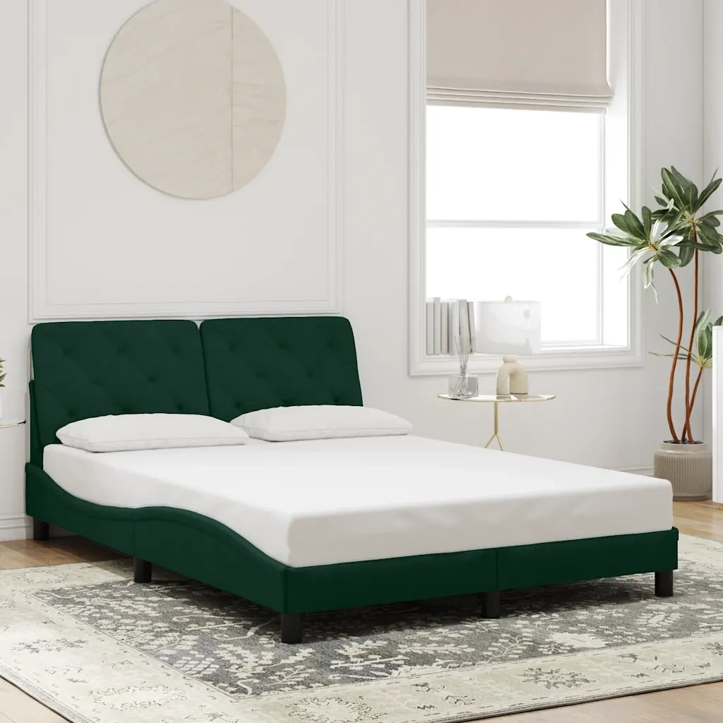 Giroletto con LED senza Materasso Verde Scuro 140x200 cm in Velluto 3213858