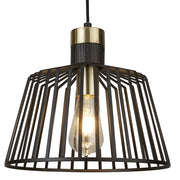 Sospensione Industrial Birg Cage Acciaio Nero Adjustable 1 Luce E27 D30Cm