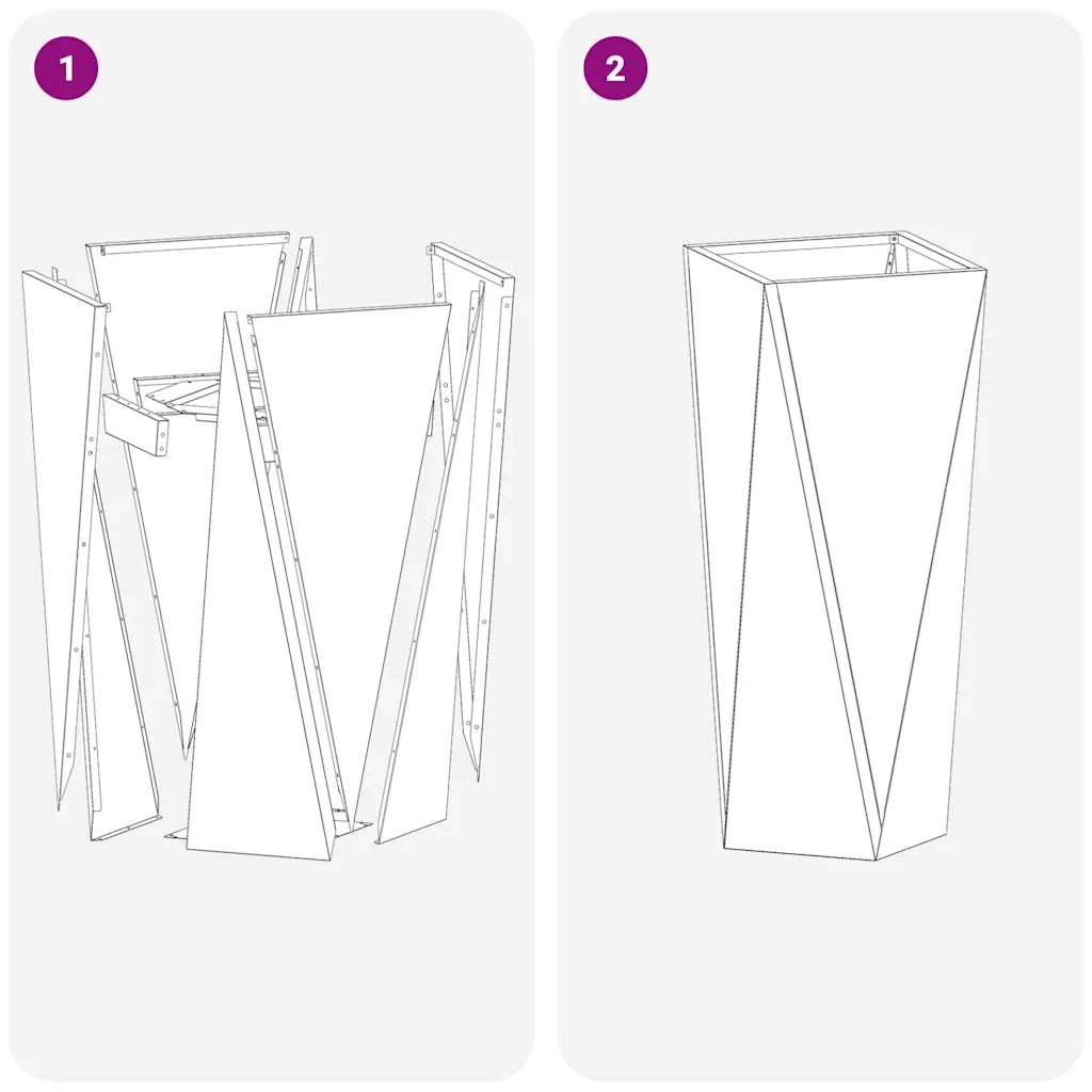 Fioriera 2 pz-Set di 2 Vaso-Contenitore per Piante Nero 30 x 30 x 75 cm Acciaio