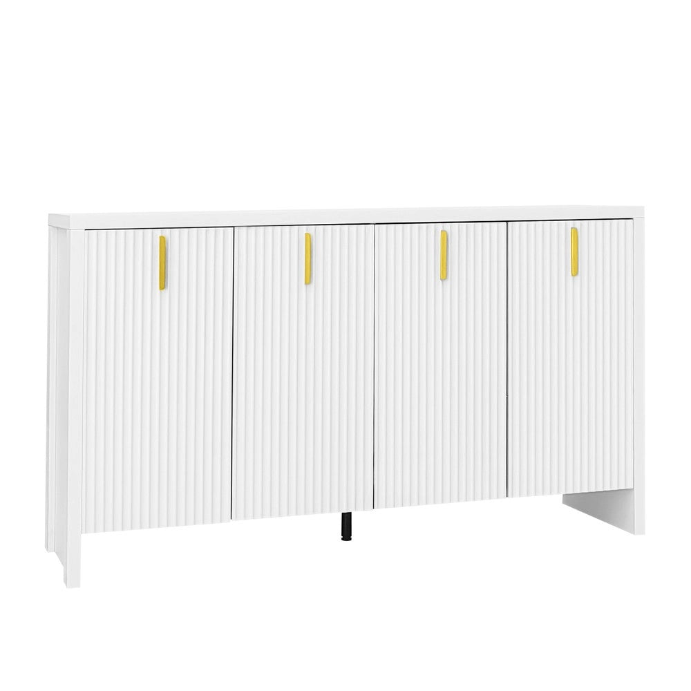 Sideboard Moderno ¨C MINIMAL ¨C Bianco, Ante con Maniglie Dorate, Ripiani Regolabili