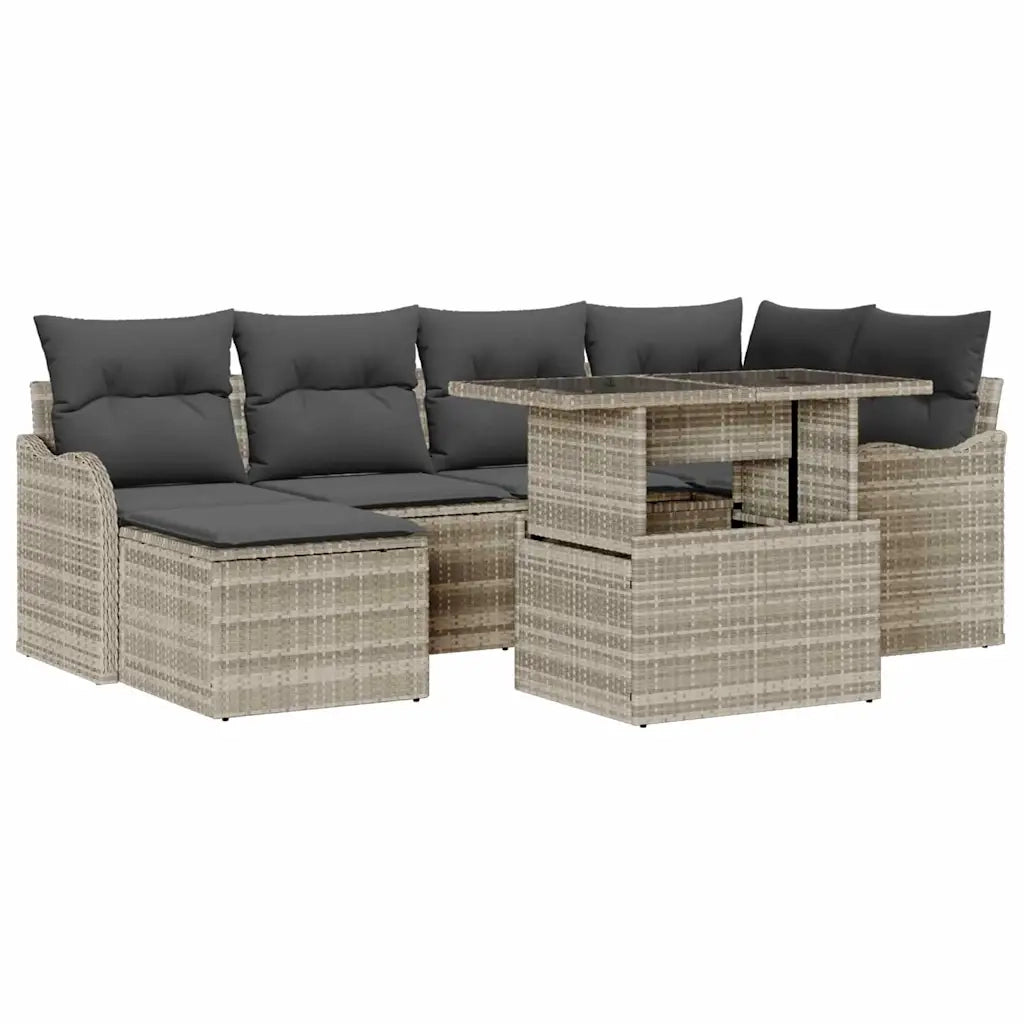 Set Divano da Giardino 7 pcs Grigio chiaro Poly Rattan 3357235