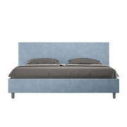 BS COM Letto con rete imbottito 180x210 microfibra azzurro