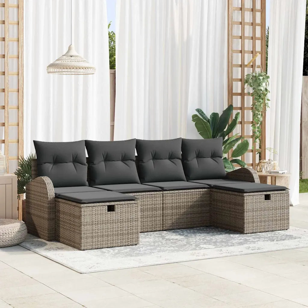 Set Divano da Giardino con cuscino 6 pcs Grigio polyrattan 3360450