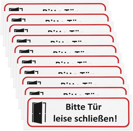 Etichetta per porta con messaggio chiaro - 10 pezzi - Adesivo autoattacco - PVC - 196 x 65 mm - Resistente all'usura