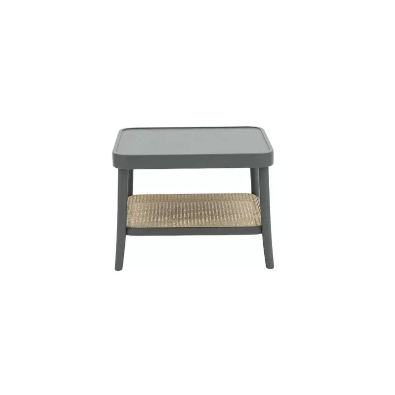 Tavolino quadrato contemporaneo legno paglia grigio 60x60x43 - Mobili 2G