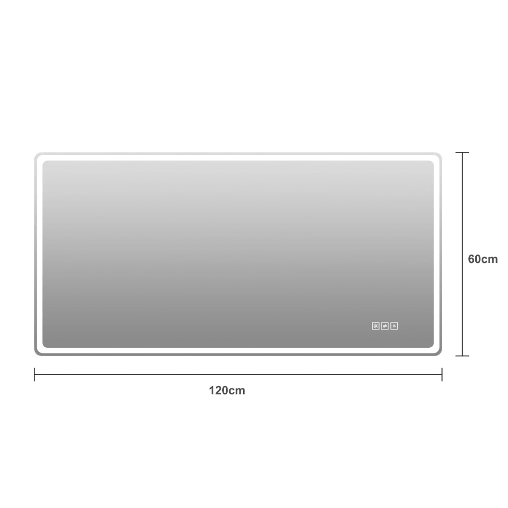 Specchio LED da bagno 60×120 cm con luce frontale e posteriore, antiappannamento, touch e montaggio verticale/orizzontale