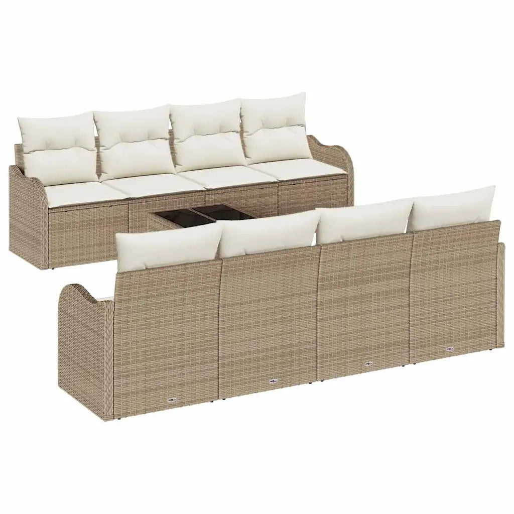 Set Divano da Giardino con cuscino 9 pcs Beige e Crema 3354300