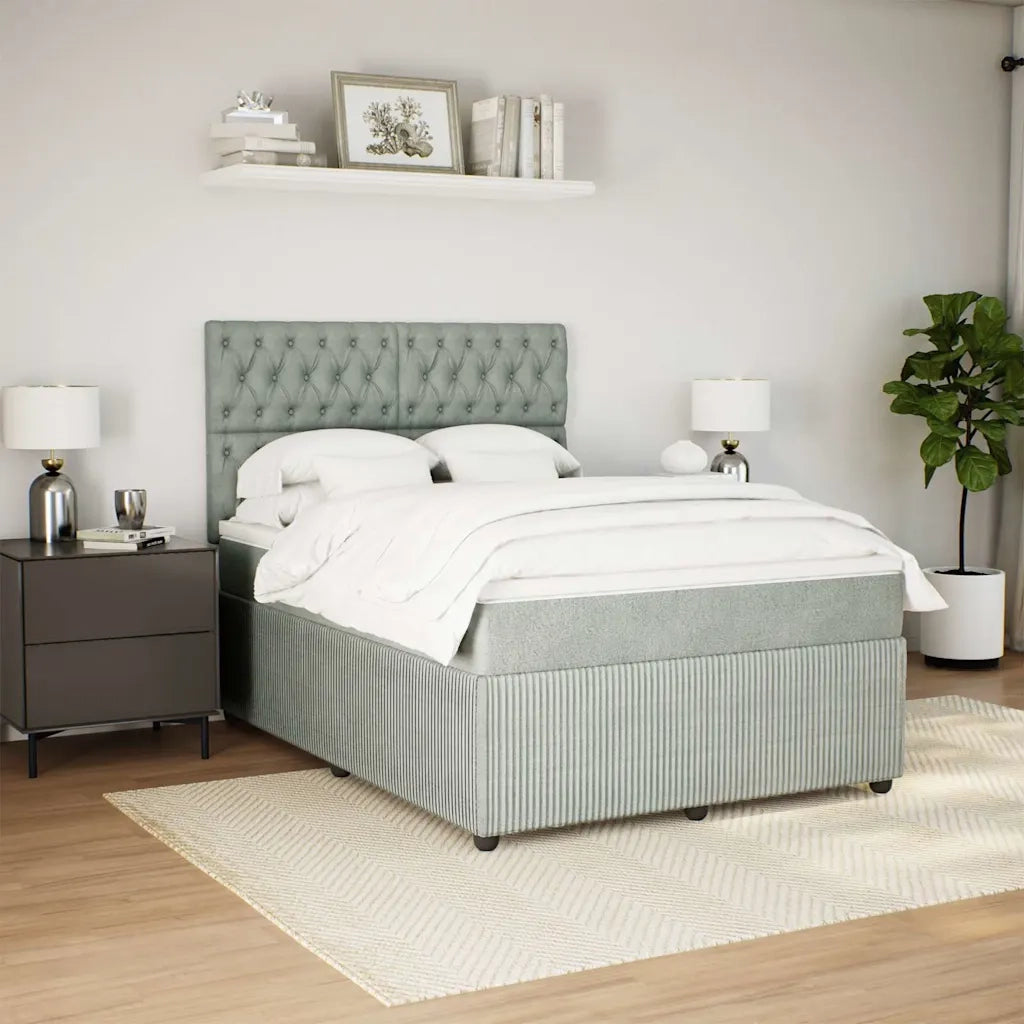 Giroletto a Molle con Materasso Grigio Chiaro 140x190cm Velluto