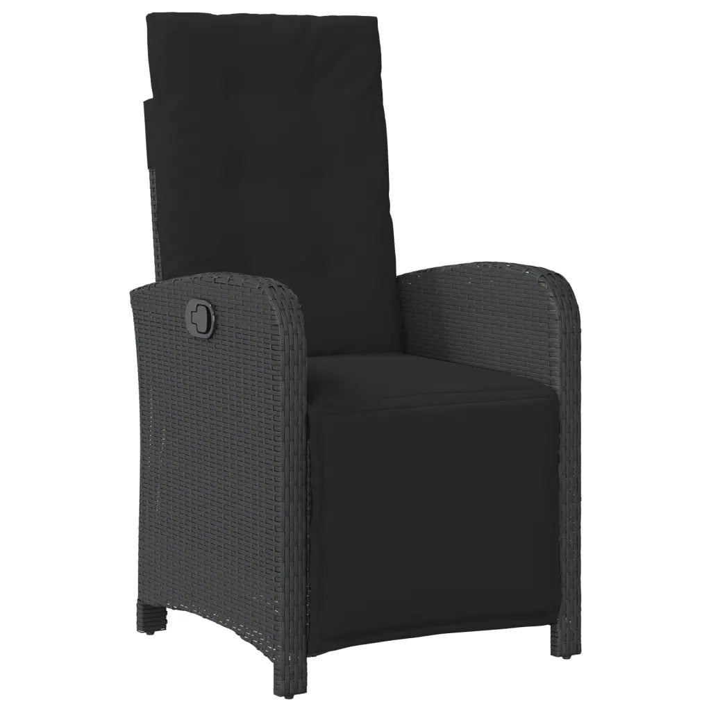 Set da Pranzo da Giardino 7 pz Nero con Cuscini in Polyrattan 3212540