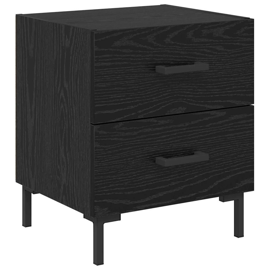 Set di 2 Comodini | Armadio da Notte | Mobiletto da notte Rovere Nero 40 x 35 x 47,5 cm