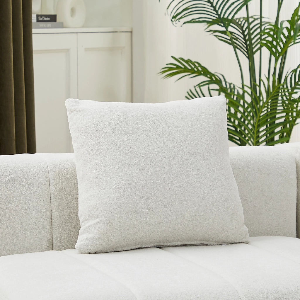 DIVANO MODULARE CURVO A 6 POSTI Beige in Chenille con 2 cuscini