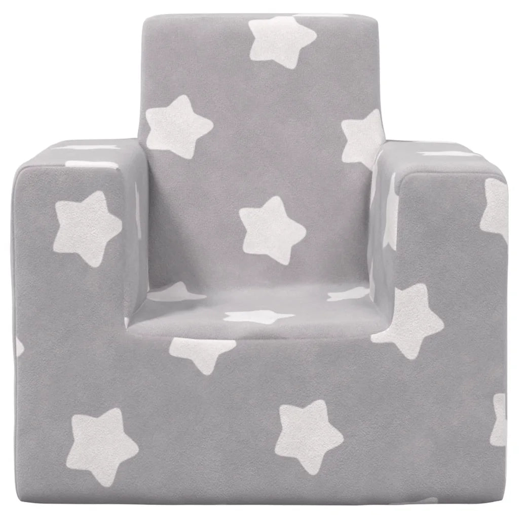 Divano per Bambini Grigio Chiaro con Stelle in Morbido Peluche 4104790