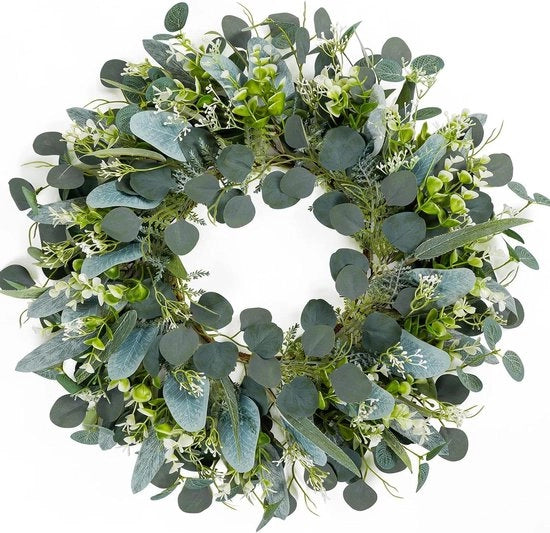 Corona di 55 cm in eucalipto per decorazione di ingresso e parete, ideale per arredamento di casa e cerimonia di nozze - primavera estate