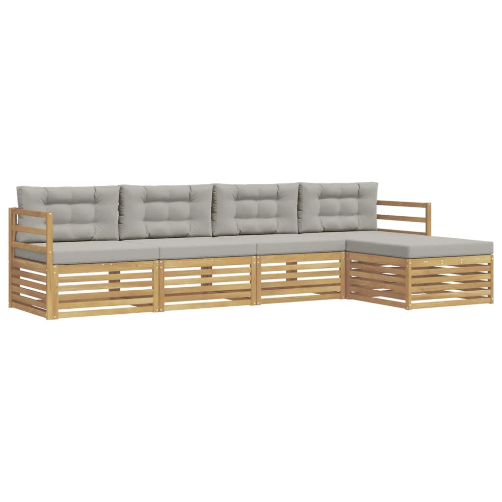 Set di divani da esterno 5 pcs Bianco e Grigio Chiaro 3390306