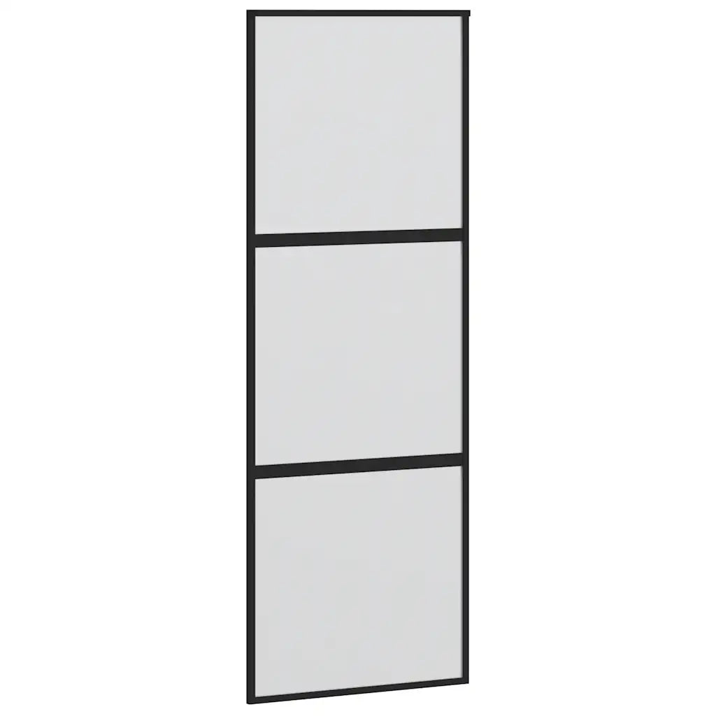 Porta Scorrevole Set Ferramenta Nera 76x205 cm Vetro Temperato 3375874