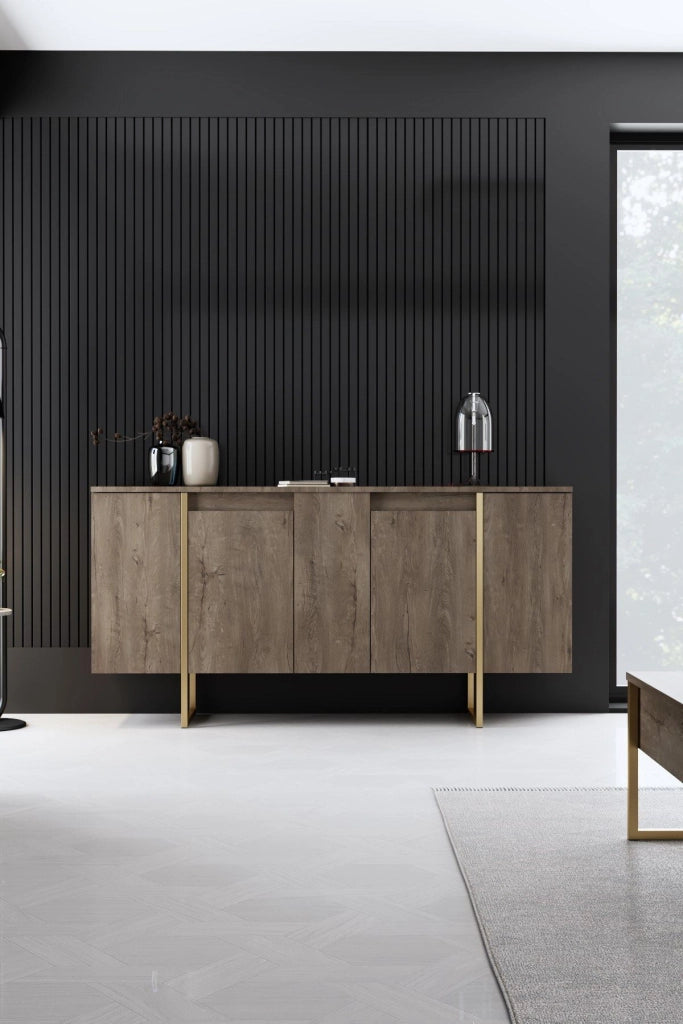 Credenza in legno "Luxe" - 160 x 35 x 80 cm - Marrone