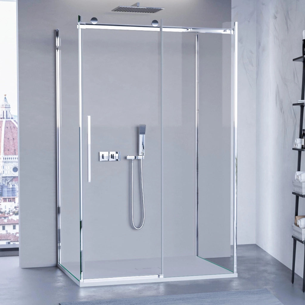 Box Doccia 3 Lati 70x100x70 cm 1 Anta Scorrevole in Cristallo Trasparente 8mm H195 Bonussi Alina