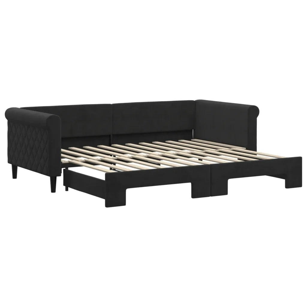 Divano letto | Sof¨¤ letto | Letto singolo Estraibile Nero 90x200 cm in Velluto