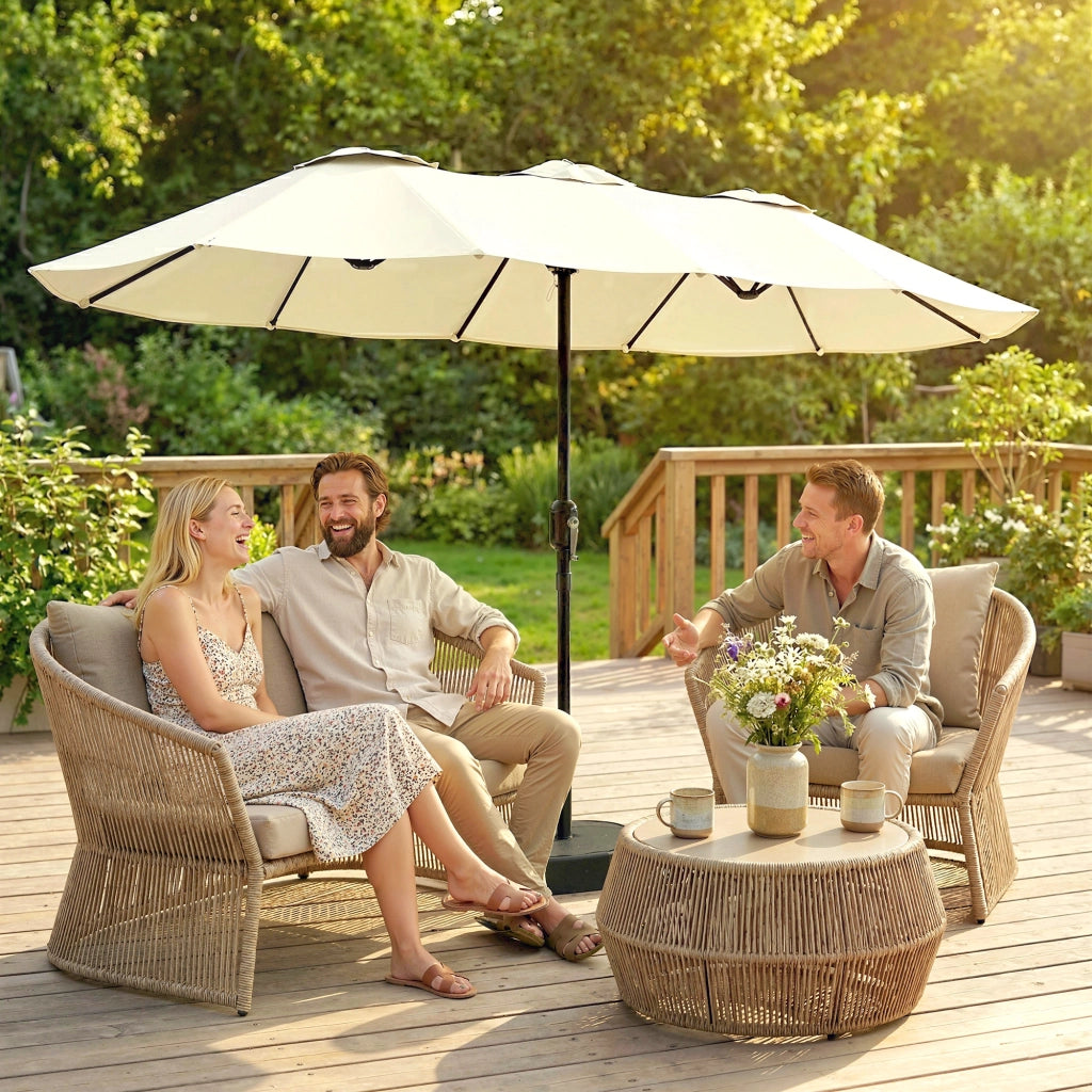 Ombrellone da giardino 12 stecche ¨C Minimal ¨C beige 3x1.5 m