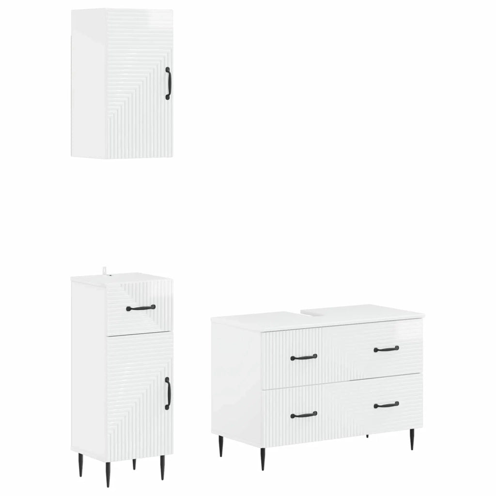 Set di armadietti da bagno in 3 pezzi HAARLEM Bianco Lucido 3417778