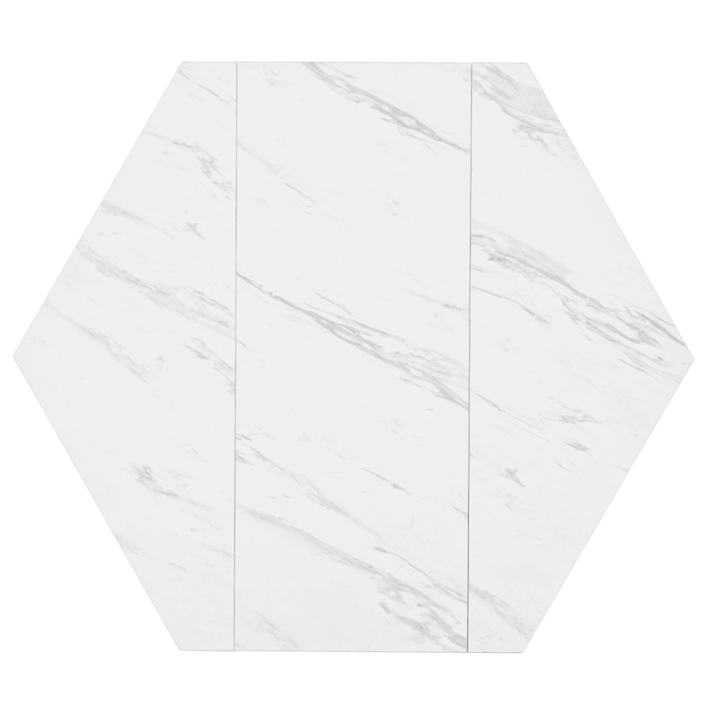 Tavolo da pranzo esagonale 115.5x100x75 cm; MDF e metallo; bianco e nero