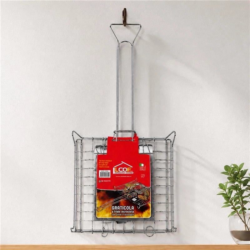 GRATICOLA BOMBATA CON PIEDINI IN ACCIAIO DIMENSIONI 27X37CM