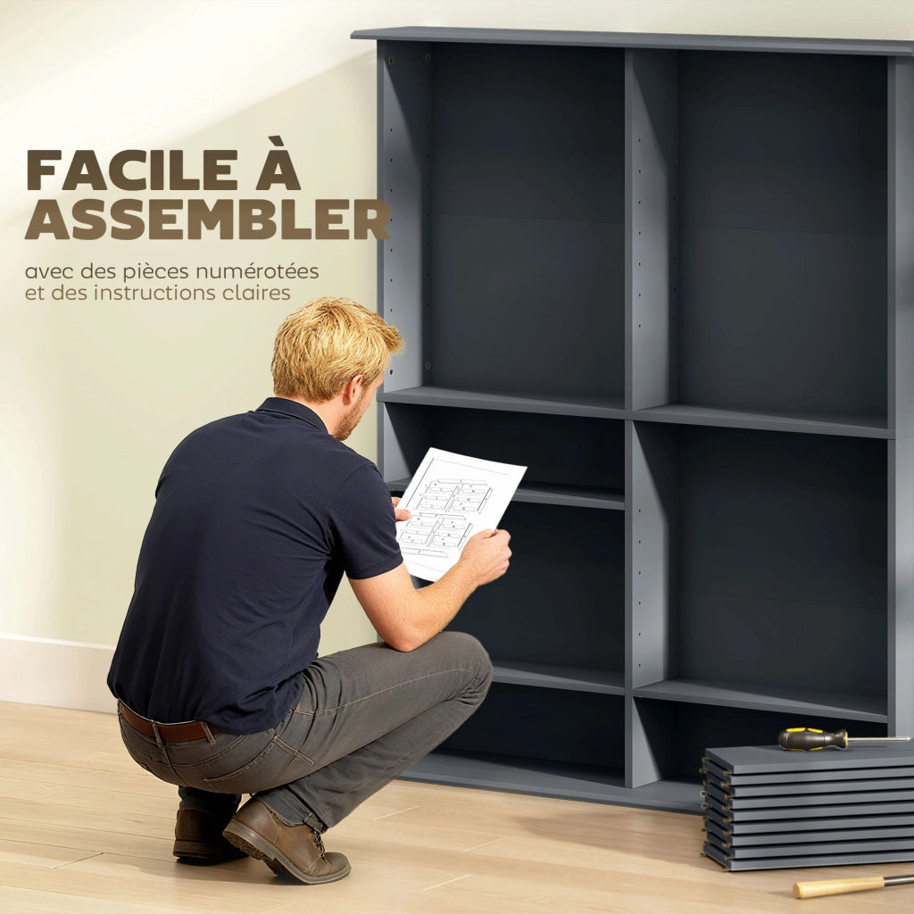 Libreria per CD e DVD con 16 scomparti e 12 ripiani regolabili ¨C Minimal ¨C Grigio