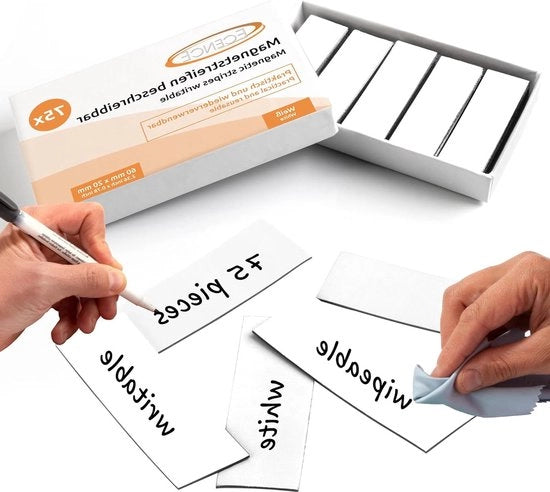 75 Strisce Magnetiche Descrivibili - Strisce Adesive Tagliabili - Bianche