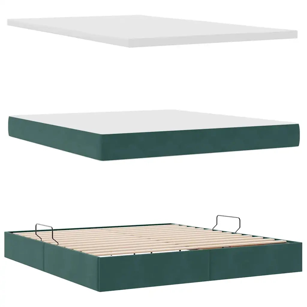 Letto con Contenitore Verde Scuro 180 x 200 cm Velluto