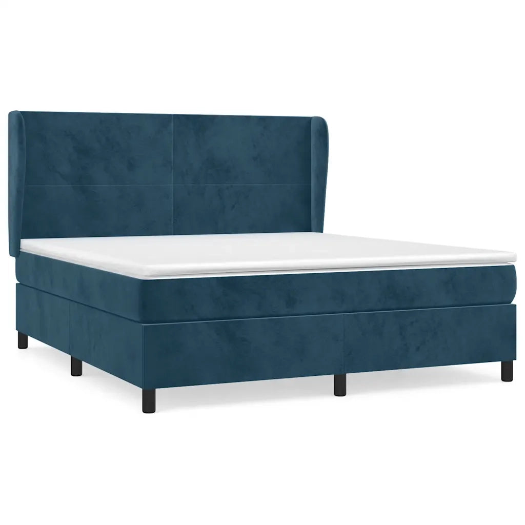 Giroletto a Molle con Materasso Blu Scuro 160x200 cm in Velluto